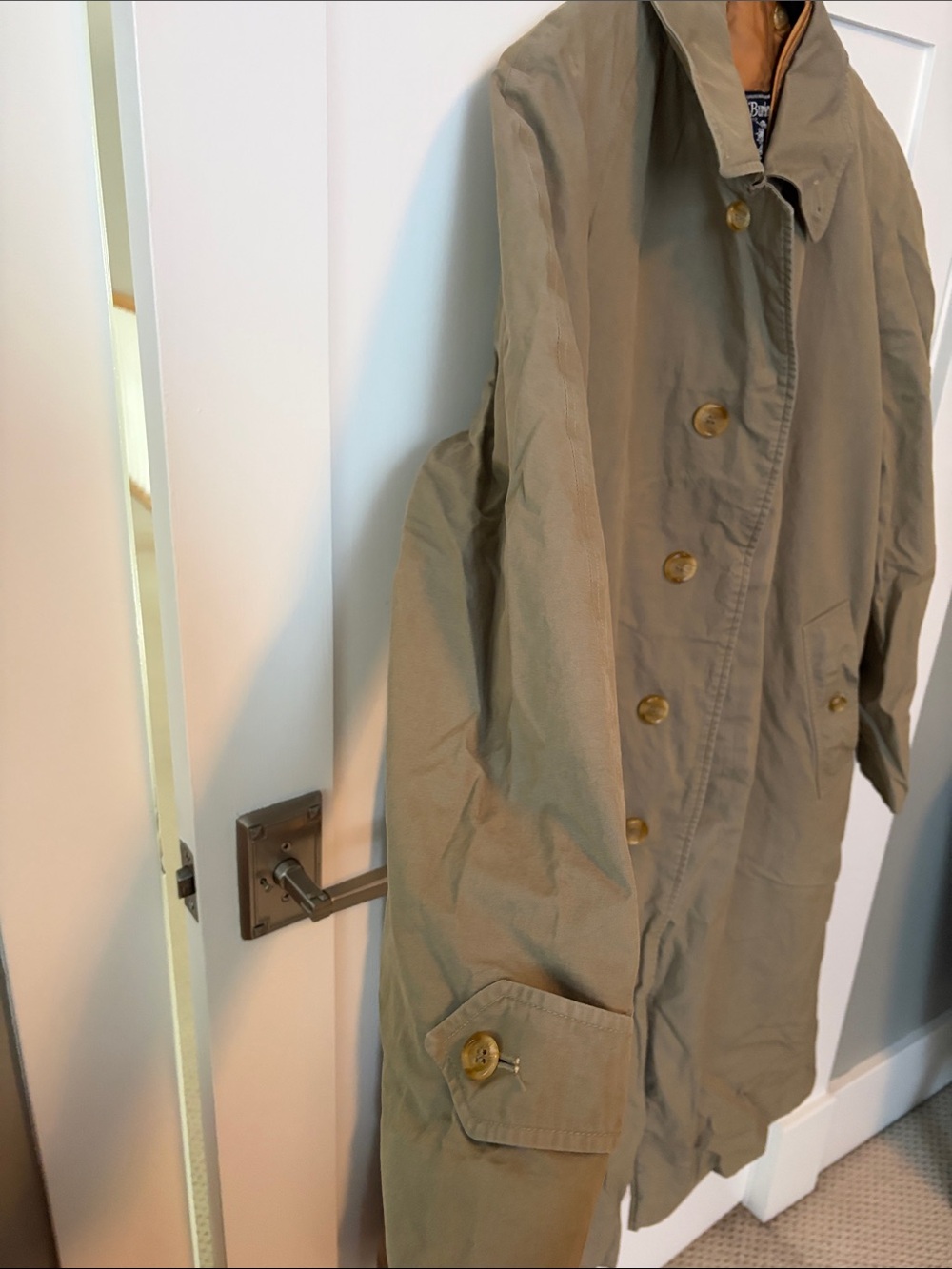 Vintage Burberry OliveGreen/Tan Trench Coat With Removable Wool Lining - Picture 2 of 16